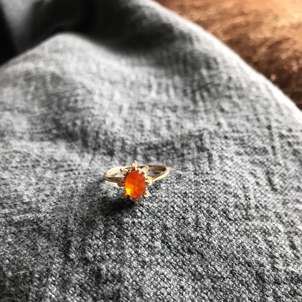 Vintage Gold Citrine and Diamond Ring